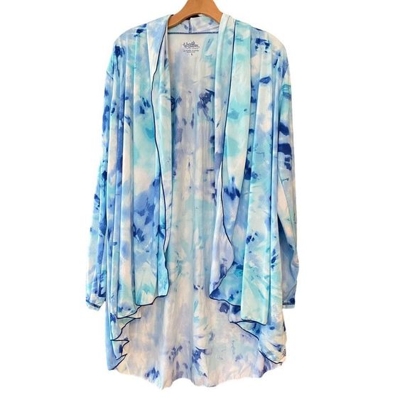 uv skins Other - UV Skinz Sz L Blue Watercolor Design UPF 50+ Sun Protection Hoodie Cardigan